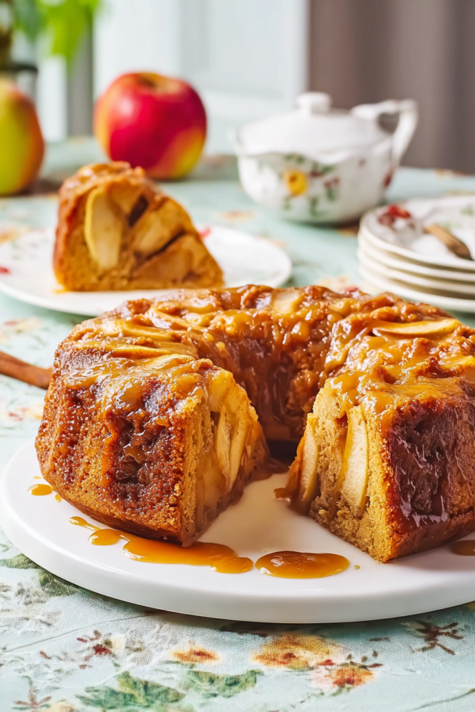apple cake with caramel glaze