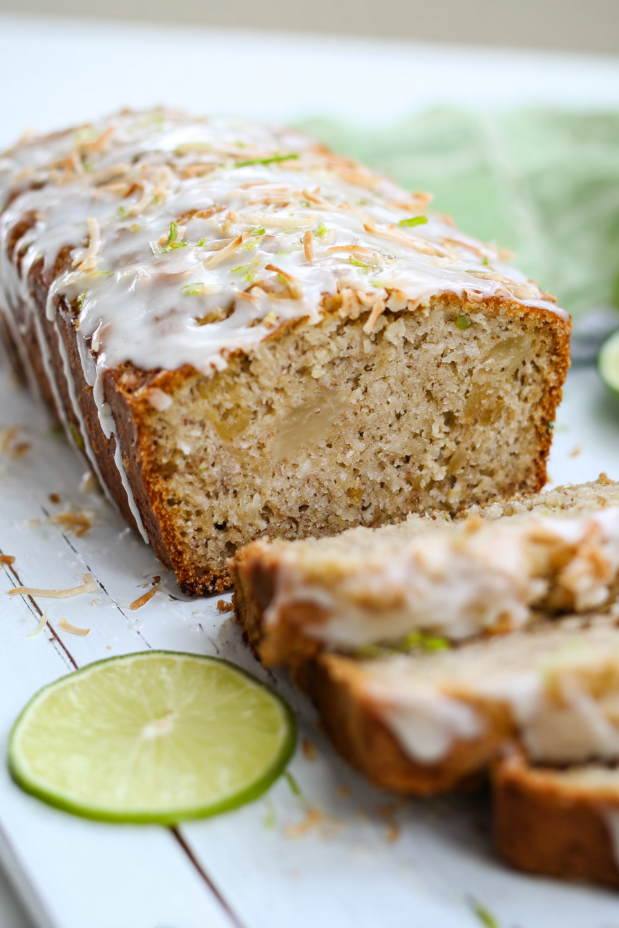 Coconut Banana Bread with Lime Glaze