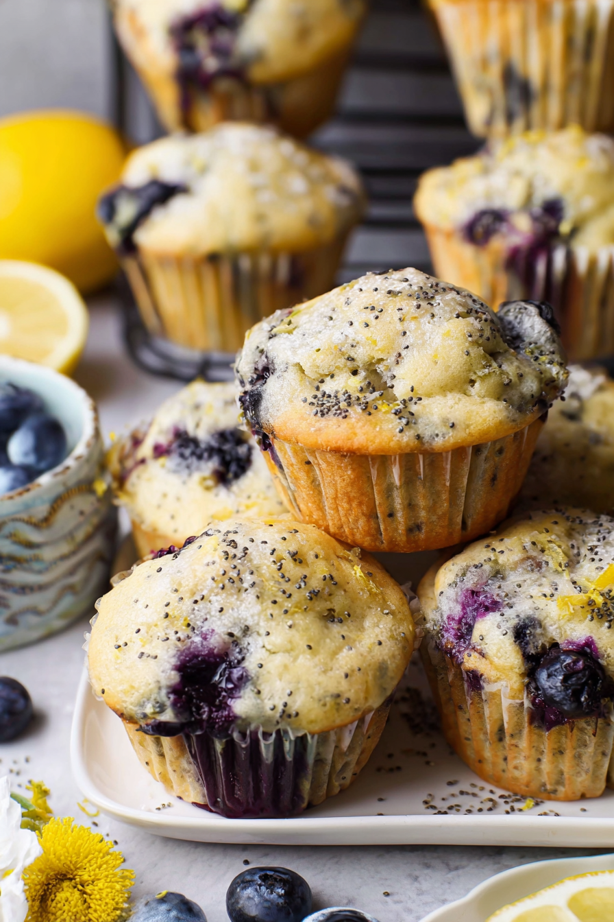 Bakery-Style Blueberry Lemon Poppy Seed Muffins