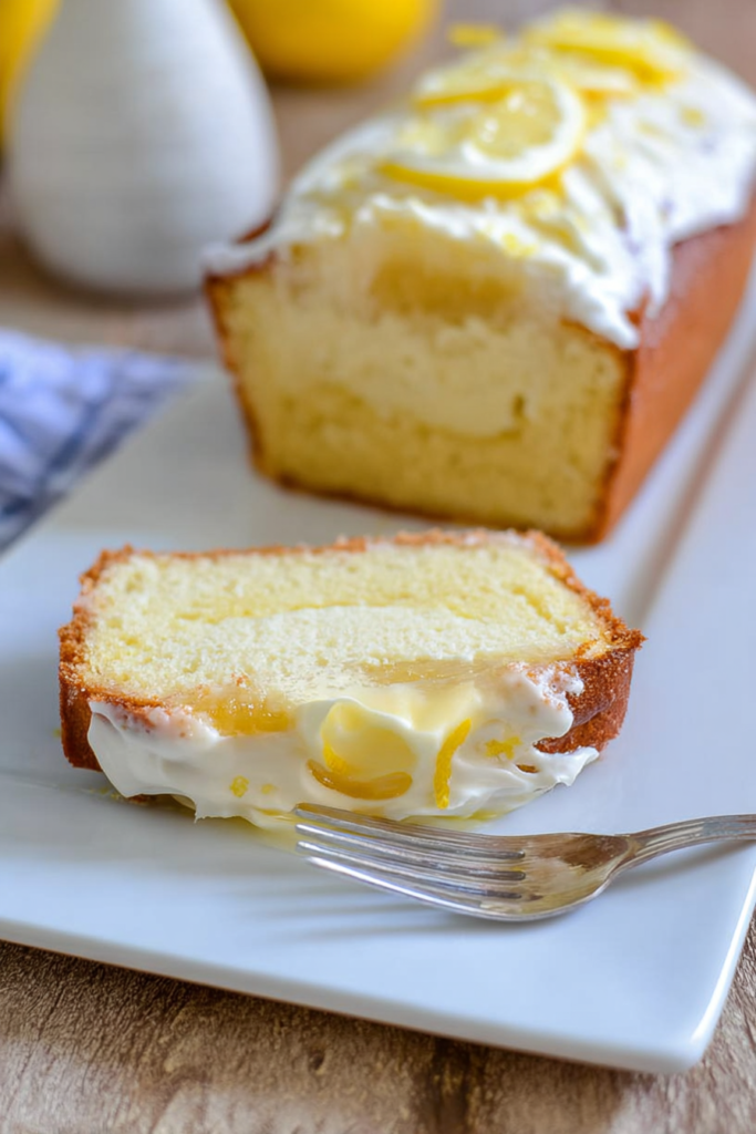 lemon loaf cake with cream cheese filling