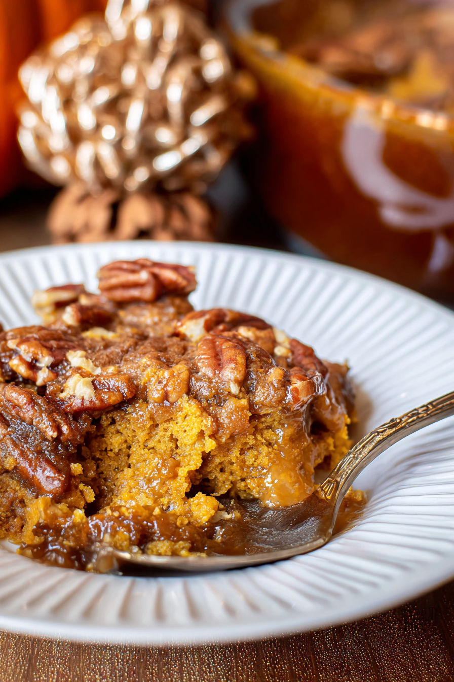 Magic Pumpkin Pecan Cobbler