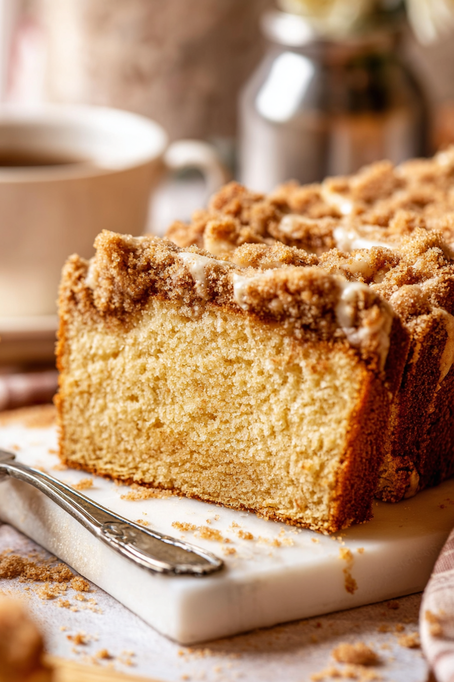 Sour Cream Coffee Cake Loaf with Cinnamon Streusel