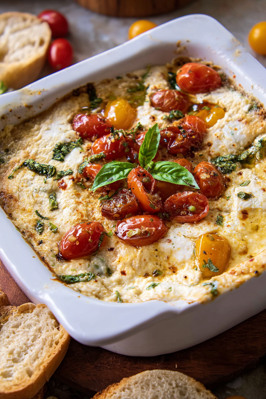 Roasted Garlic Caprese Dip