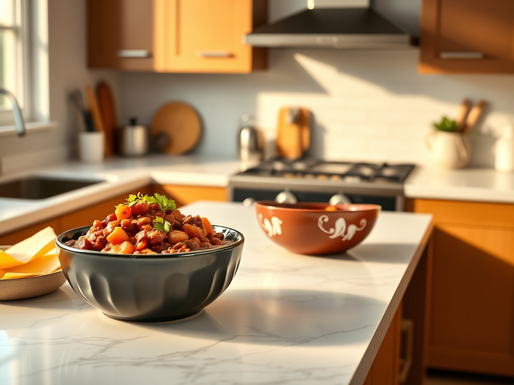baked chili in heavy Dutch oven