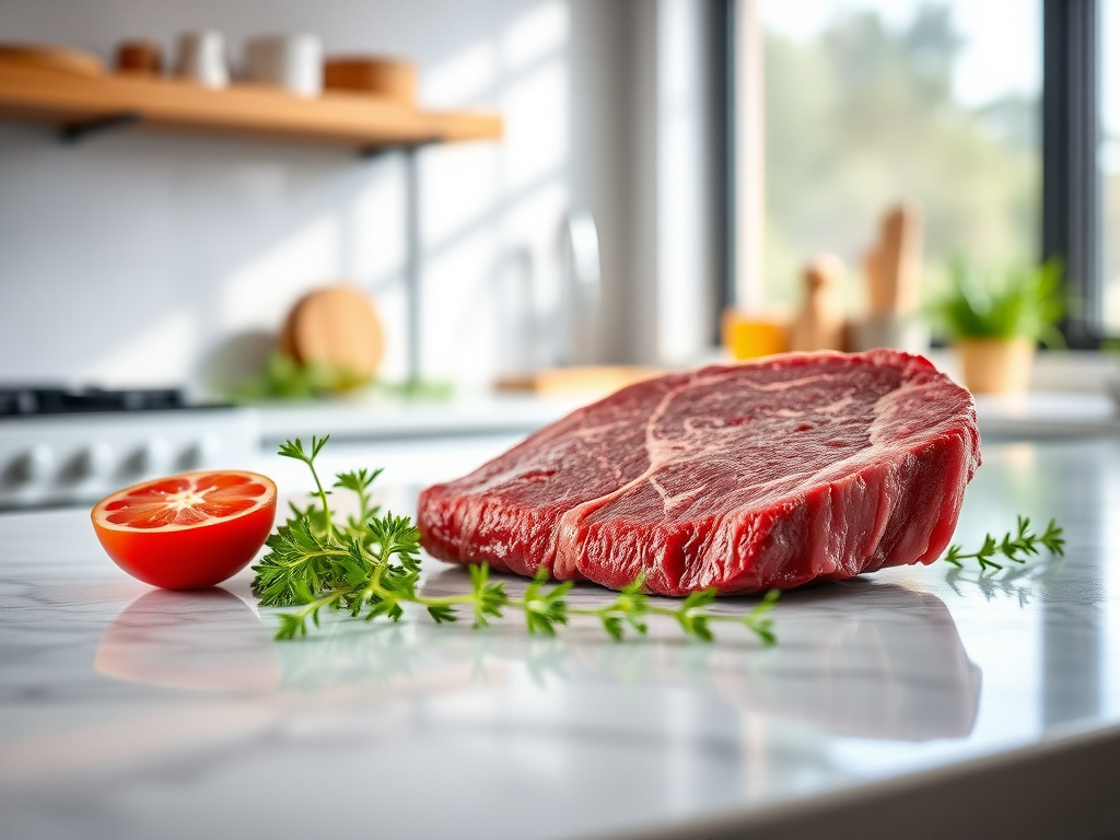 beef blade steak roast being seared in a Dutch oven