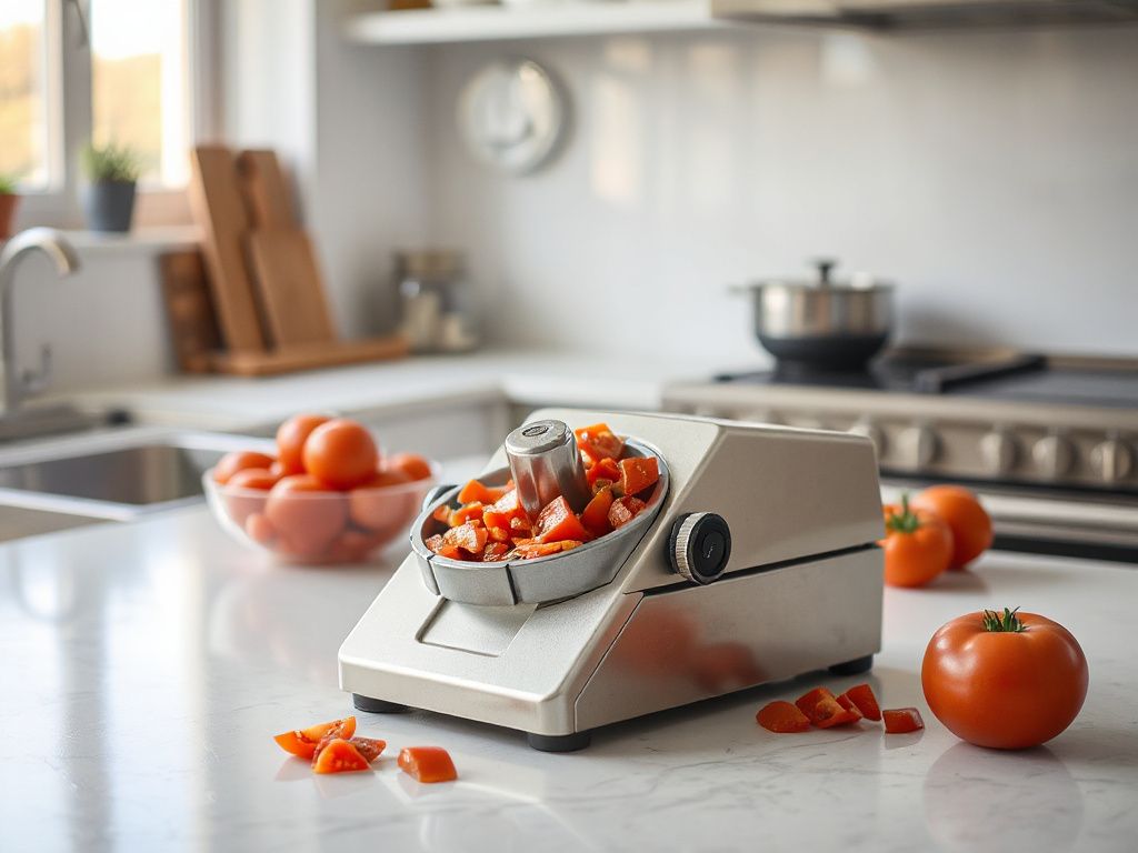 commercial tomato dicer with grid and push block
