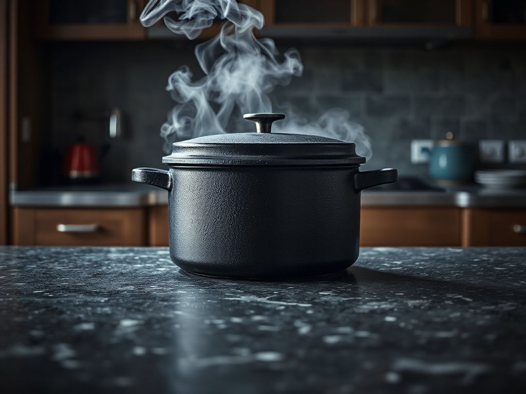 large cast iron pot with freshly baked sourdough bread
