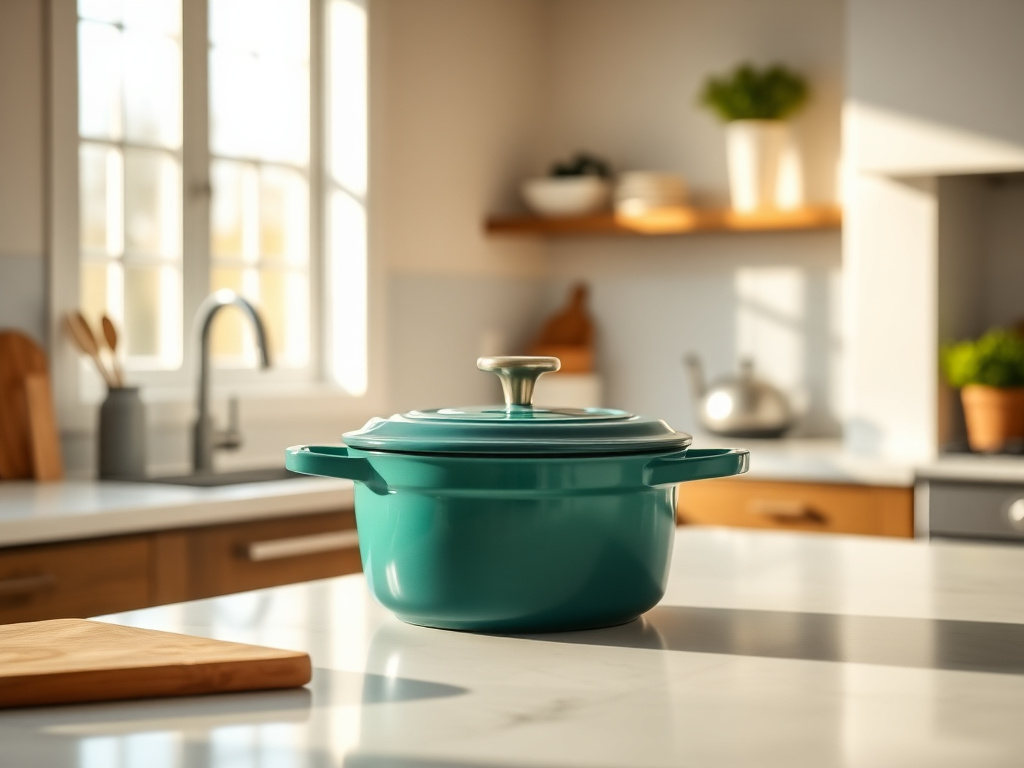 le creuset round wide dutch oven with fresh baked bread