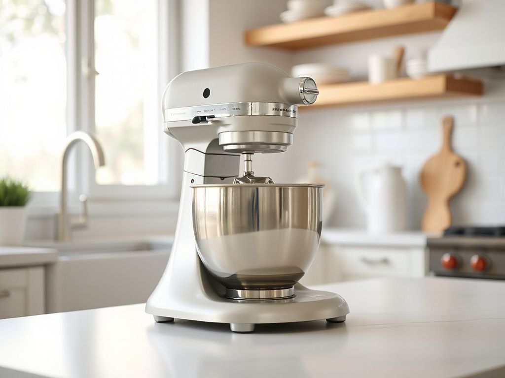 mini mixer stand holding a hand mixer over a mixing bowl