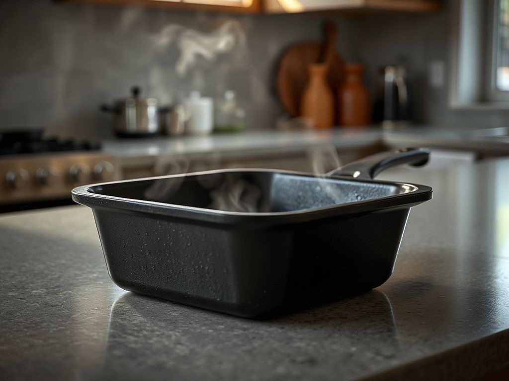 square cast iron pan with four corner heat zones highlighted