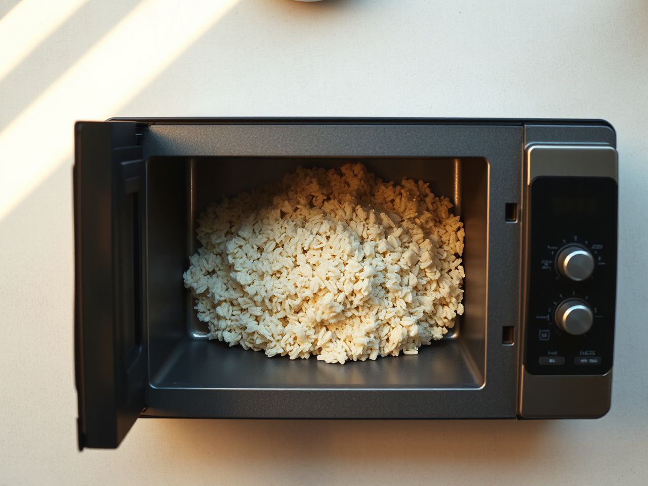 rice in microwave - detailed view
