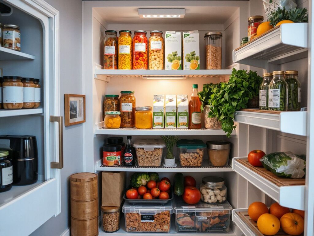 storing groceries in pantry containers